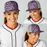 Polynesian Monstera Tiare Floral Baseball Net Cap Lavender Tropical Plaid LT01 - Polynesian Pride