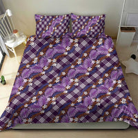 Polynesian Monstera Tiare Floral Bedding Set Lavender Tropical Plaid - Polynesian Pride