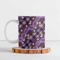 Polynesian Monstera Tiare Floral Ceramic Mug Lavender Tropical Plaid - Polynesian Pride