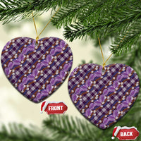 Polynesian Monstera Tiare Floral Ceramic Ornament Lavender Tropical Plaid - Polynesian Pride