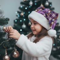 Polynesian Monstera Tiare Floral Christmas Santa Hat Lavender Tropical Plaid - Polynesian Pride