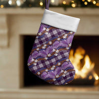 Polynesian Monstera Tiare Floral Christmas Stocking Lavender Tropical Plaid - Polynesian Pride
