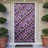 Polynesian Monstera Tiare Floral Door Cover Lavender Tropical Plaid - Polynesian Pride