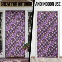 Polynesian Monstera Tiare Floral Door Cover Lavender Tropical Plaid - Polynesian Pride