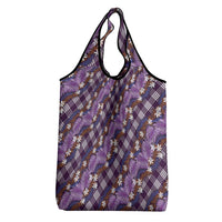 Polynesian Monstera Tiare Floral Grocery Bag Lavender Tropical Plaid LT01 - Polynesian Pride
