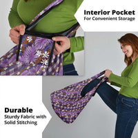 Polynesian Monstera Tiare Floral Grocery Bag Lavender Tropical Plaid LT01 - Polynesian Pride