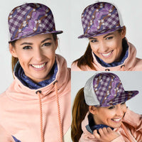 Polynesian Monstera Tiare Floral Mesh Trucker Cap Lavender Tropical Plaid LT01 - Polynesian Pride