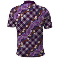 Polynesian Monstera Tiare Floral Polo Shirt Lavender Tropical Plaid - Polynesian Pride