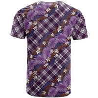 Polynesian Monstera Tiare Floral T Shirt Lavender Tropical Plaid - Polynesian Pride