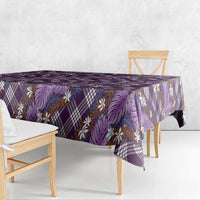 Polynesian Monstera Tiare Floral Tablecloth Lavender Tropical Plaid - Polynesian Pride
