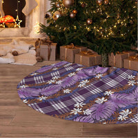 Polynesian Monstera Tiare Floral Tree Skirt Lavender Tropical Plaid - Polynesian Pride