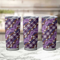 Polynesian Monstera Tiare Floral Tumbler Cup Lavender Tropical Plaid - Polynesian Pride