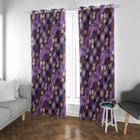 Polynesian Monstera Tiare Floral Window Curtain Lavender Tropical Plaid - Polynesian Pride