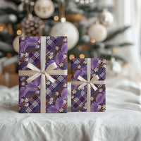 Polynesian Monstera Tiare Floral Wrapping Paper Lavender Tropical Plaid - Polynesian Pride