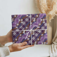 Polynesian Monstera Tiare Floral Wrapping Paper Lavender Tropical Plaid - Polynesian Pride