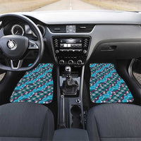 Polynesian Monstera Tiare Floral Car Mats Dark Teal Tropical Plaid - Polynesian Pride