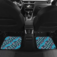 Polynesian Monstera Tiare Floral Car Mats Dark Teal Tropical Plaid - Polynesian Pride