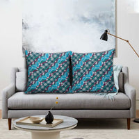 Polynesian Monstera Tiare Floral Pillow Cover Dark Teal Tropical Plaid - Polynesian Pride