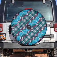Polynesian Monstera Tiare Floral Spare Tire Cover Dark Teal Tropical Plaid - Polynesian Pride