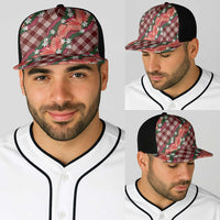 Polynesian Monstera Tiare Floral Baseball Net Cap Burgundy Tropical Plaid LT01 - Polynesian Pride