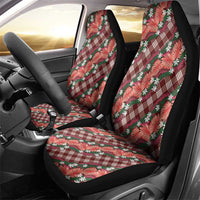 Polynesian Monstera Tiare Floral Car Seat Cover Burgundy Tropical Plaid - Polynesian Pride
