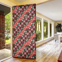 Polynesian Monstera Tiare Floral Door Cover Burgundy Tropical Plaid - Polynesian Pride