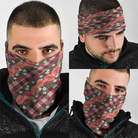 Polynesian Monstera Tiare Floral Neck Gaiter Burgundy Tropical Plaid - Polynesian Pride