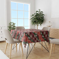 Polynesian Monstera Tiare Floral Tablecloth Burgundy Tropical Plaid - Polynesian Pride