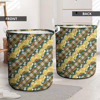 Polynesian Monstera Tiare Floral Laundry Basket Yellow Tropical Plaid - Polynesian Pride