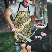 Polynesian Monstera Tiare Floral Apron Yellow Tropical Plaid - Polynesian Pride
