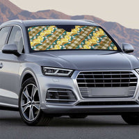 Polynesian Monstera Tiare Floral Auto Sun Shade Yellow Tropical Plaid - Polynesian Pride