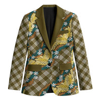 Polynesian Monstera Tiare Floral Blazer Yellow Tropical Plaid - Polynesian Pride