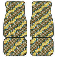 Polynesian Monstera Tiare Floral Car Mats Yellow Tropical Plaid - Polynesian Pride