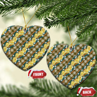 Polynesian Monstera Tiare Floral Ceramic Ornament Yellow Tropical Plaid - Polynesian Pride