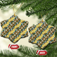 Polynesian Monstera Tiare Floral Ceramic Ornament Yellow Tropical Plaid - Polynesian Pride