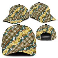 Polynesian Monstera Tiare Floral Classic Cap Yellow Tropical Plaid - Polynesian Pride