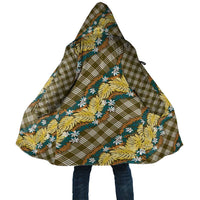 Polynesian Monstera Tiare Floral Cloak Yellow Tropical Plaid - Polynesian Pride