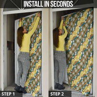 Polynesian Monstera Tiare Floral Door Cover Yellow Tropical Plaid - Polynesian Pride