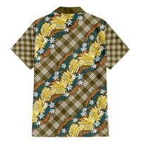 Polynesian Monstera Tiare Floral Family Matching Mermaid Dress and Hawaiian Shirt Yellow Tropical Plaid - Polynesian Pride