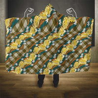 Polynesian Monstera Tiare Floral Hooded Blanket Yellow Tropical Plaid - Polynesian Pride