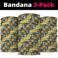 Polynesian Monstera Tiare Floral Neck Gaiter Yellow Tropical Plaid - Polynesian Pride