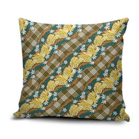Polynesian Monstera Tiare Floral Pillow Cover Yellow Tropical Plaid - Polynesian Pride
