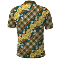 Polynesian Monstera Tiare Floral Polo Shirt Yellow Tropical Plaid - Polynesian Pride