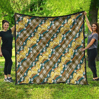 Polynesian Monstera Tiare Floral Quilt Yellow Tropical Plaid - Polynesian Pride