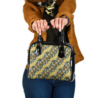 Polynesian Monstera Tiare Floral Shoulder Handbag Yellow Tropical Plaid - Polynesian Pride