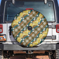 Polynesian Monstera Tiare Floral Spare Tire Cover Yellow Tropical Plaid - Polynesian Pride