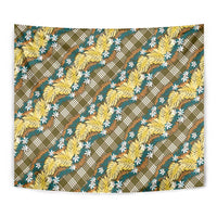 Polynesian Monstera Tiare Floral Tapestry Yellow Tropical Plaid - Polynesian Pride