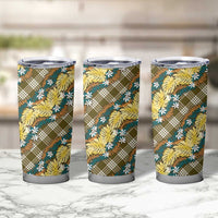 Polynesian Monstera Tiare Floral Tumbler Cup Yellow Tropical Plaid - Polynesian Pride