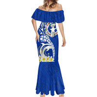 Northern Mariana Islands Commonwealth Day 2024 Mermaid Dress Dolphin With Plumeria Flower LT01 - Polynesian Pride