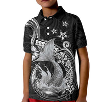 Hawaii Mermaid Monotone Kid Polo Shirt Polynesian Pattern Fish Hook